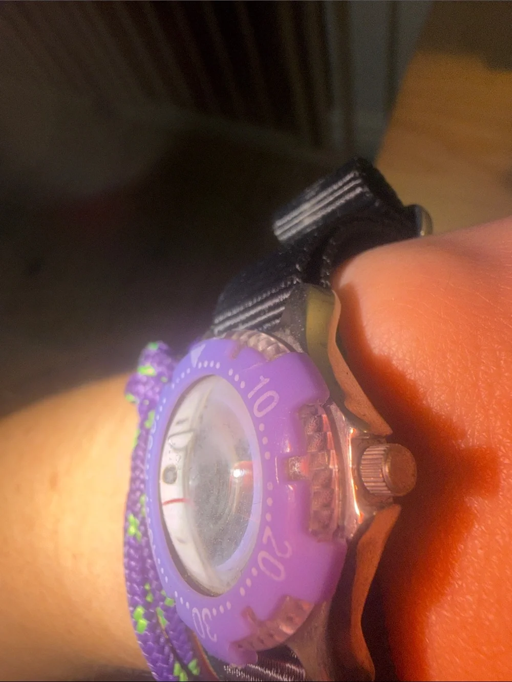 Rare Nike Purple Bezel Sport Watch with Black Strap, Made in USA, dial is xs.